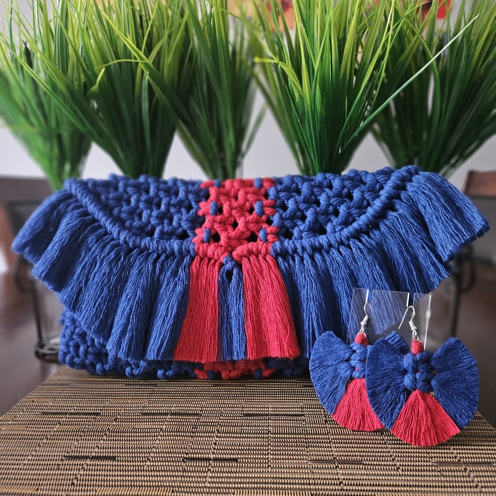 Custom Order Macrame Clutch/ Or Earrings - Picture 9 of 12